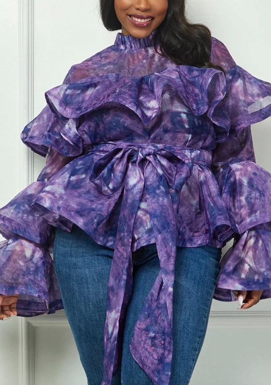 Amethyst Ruffle Statement Blouse